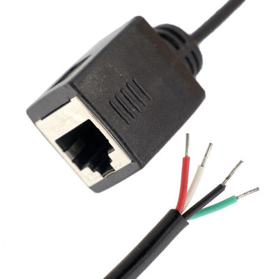 オーダーメイド組立 女性 RJ45 ソケット オープン 缶詰付き 溶接 4 ワイヤー 裸の端 ピッグテールケーブル
