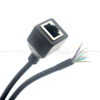 女性 RJ45 ジャックソケットからオープン 缶詰付き溶接 8ワイヤード 裸の端 ピグテール イーサネットネットワーク パッチランケーブル