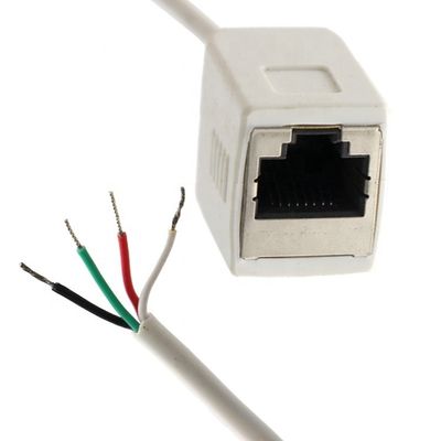 パーソナライゼーション ホワイト 女性 RJ45 ソケット オープン 缶詰 溶接 4 ワイヤー 裸の端 豚尾ケーブル