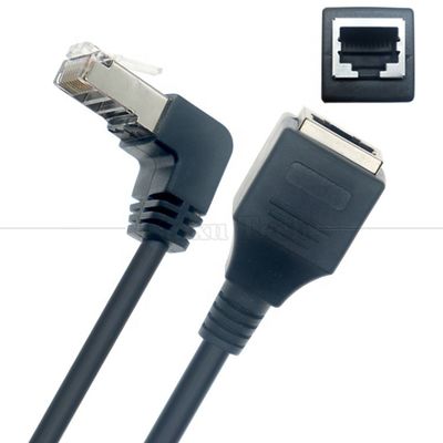 90度角 RJ45 男性からRJ45 女性ソケット Cat5e イーサネットLANケーブル