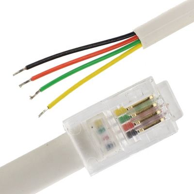 OEM 1m ホワイト 黒 RJ9 RJ11 男性 4p4c ストリップワイヤオープンケーブル