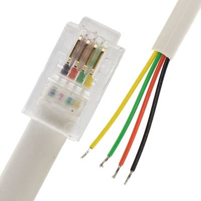 オーダーメイド 1m 2m 3m RJ9 RJ11 男性 4p4c ストリップ 缶詰状のワイヤー オープンエンドケーブル
