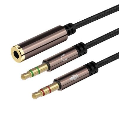 高品質のナイロン 編み物 スプリッタ 1 女性から2 男性ヘッドセット 3.5mm ジャック 音声マイク 電話用ケーブル