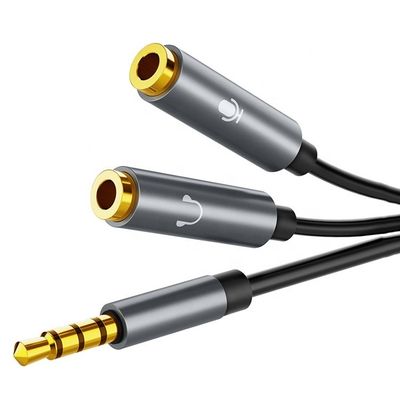 Y スプリッター 4 ポール ステレオ マイク 1 男性から2 女性 3.5mm ジャック オーディオケーブル ヘッドセット イヤホン