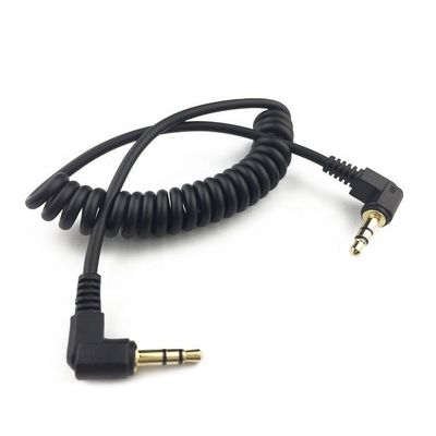 OEM 1m 巻き 男性から男性 90度 右角 3.5mm TRS ステレオオーディオ ジャックケーブル