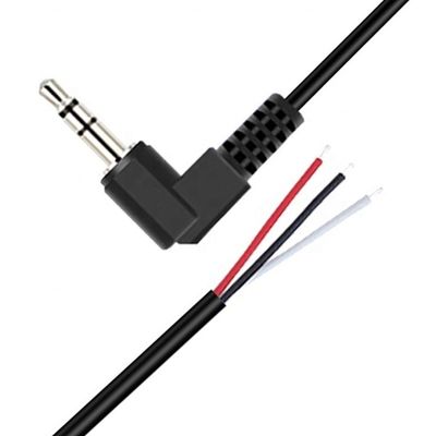 90度 右角 3ポール TRS 3.5mm ステレオオーディオ ジャック ストリップド・ピッグテール 缶詰付き 裸のワイヤー端ケーブル