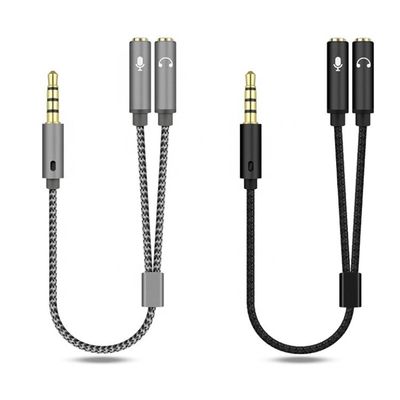 1 入力 2 出力 Y 形 3.5mm AUX ステレオ オーディオ マイク ヘッドフォン スプリッター アダプタケーブル
