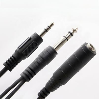 スプリッタ 男性から女性 6.35mm 3.5mm TRS ジャック マイクロフォン オーディオケーブル