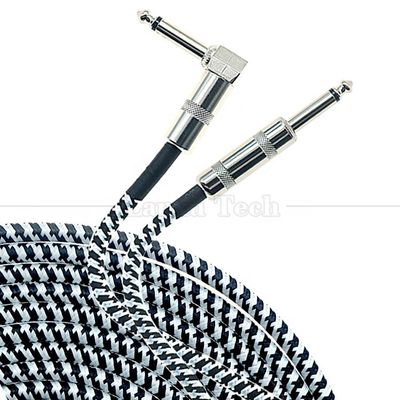 高品質 耐久性 帯状 3M 10FT 右角から直角 1/4 インチ TS ジャック 楽器 電ギターケーブル