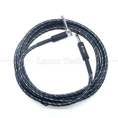 L形 90度 右角から直角 耐久性のある帯織ジャケット 6.35mm Ts ジャック 楽器 電気ギター パッチ オーディオケーブル