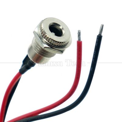10cm 18AWG 5A パネルマウント DC 099 女性ソケット 5.5x2.1mm 2.5mm メタルスレッド接続器