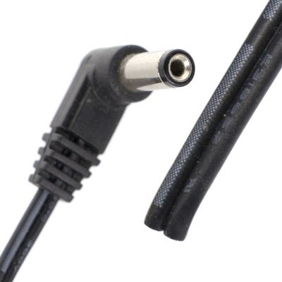 90度角 DCバレルジャック 2.1x5.5mm 男性 女性 オープンピッグテール DC電源ケーブル