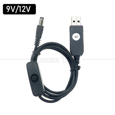 USB から 9V 12V DC 5.5x2.1mm ジャック 電源充電器 ON OFF スイッチケーブル ルータファン LED ストライプスピーカー