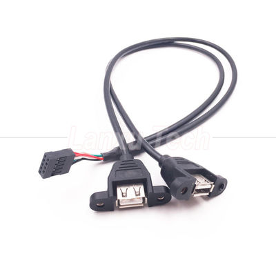 双 USB タイプ A 2 ポート パネル マウント USB から デュポント 接続 ワイヤー ケーブル
