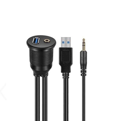 USB 3.0 AUX DC 3.5 男性から女性への防水拡張ケーブル プラッシュマウントパネル 車用 トラック用 ボート用 バイク用 コンピュータ