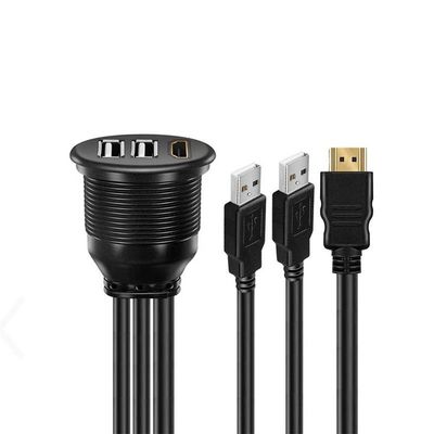 3ポート USB2.0 男性からUSB2.0女性 防水拡張ケーブル プラッシュマウントパネル 自動車 トラック ボート バイク パソコン