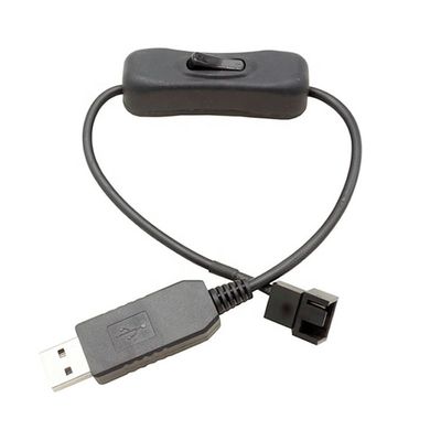 12V ステップアップ ブースト USB 3ピン 4ピン PWM PC扇風機 ON OFF スイッチ パワーアダプターケーブル