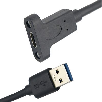カスタムスクリューロックスタッド USB 3.0 A 男性からUSBタイプC 3.1 女性パネルマウント拡張ケーブル