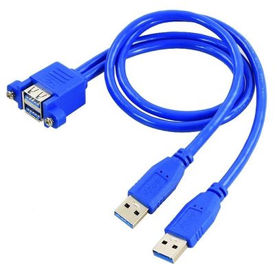 双重タイプA 男性から女性パネルマウント USB 3.0拡張ケーブル