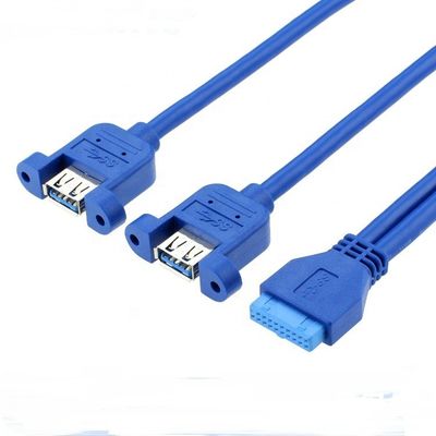 デュアルパネルマウント USB 3.0 女性からIDC 20 PIN 女性PCケース マザーボードケーブル