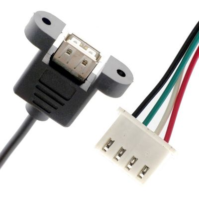 カスタムスクリューロックスタッド 女性パネルマウント USB2.0タイプAからJSTXHPHSH組立ケーブル