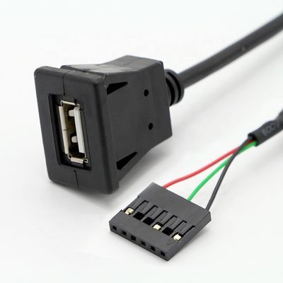CUSTOM スナップソケット USB 2.0 6ワイヤのデュポンターミナルを持つ男性パネルマウントケーブル
