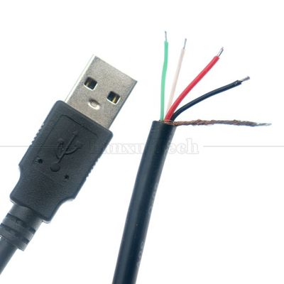 オーダーメイド製造USB A 男性から脱ぎ抜けた裸のワイヤー オープンエンドピグテールケーブル