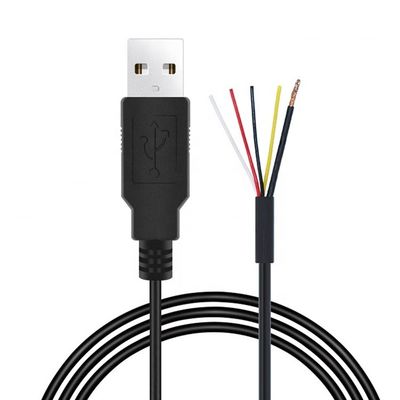 CUSTOM シールド USB 2.0 男性から脱ぐ 缶詰付き 4本のワイヤル オープンエンド ピッグテール 裸端ケーブル