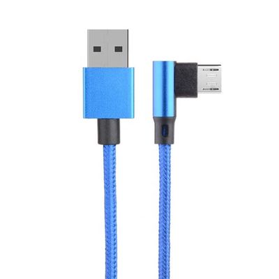 急速充電 2.4A ナイロン 帯状 L 形 左角 マイクロ b から USB A 男性 データ 充電ケーブル 電話