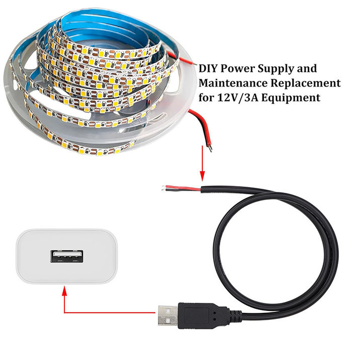 5VUSBから開ける ストライプ 缶詰 裸線 端 ピッグテール 電源充電ケーブル LED ストライプライト ランプ 2