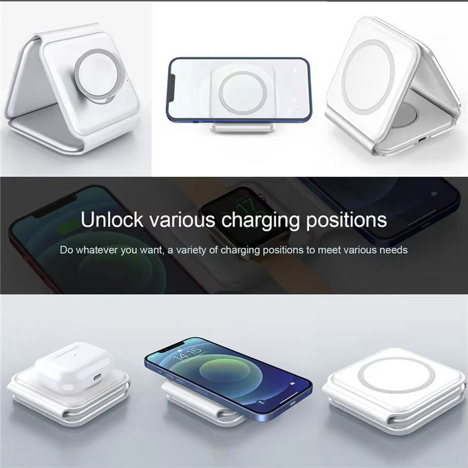 マグネティック 3 イン 1 折りたたみ可能な無線充電器 iPhone 12-15 15w 急速無線充電スタンド 携帯無線充電器 0
