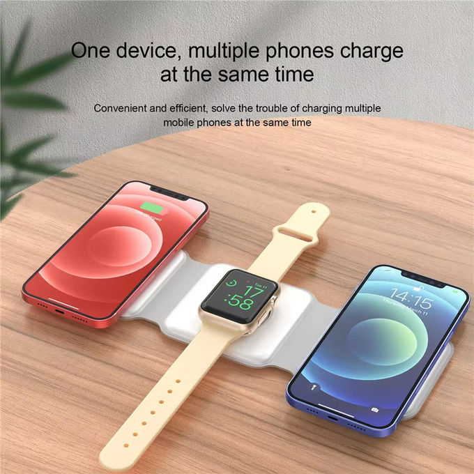 マグネティック 3 イン 1 折りたたみ可能な無線充電器 iPhone 12-15 15w 急速無線充電スタンド 携帯無線充電器 2
