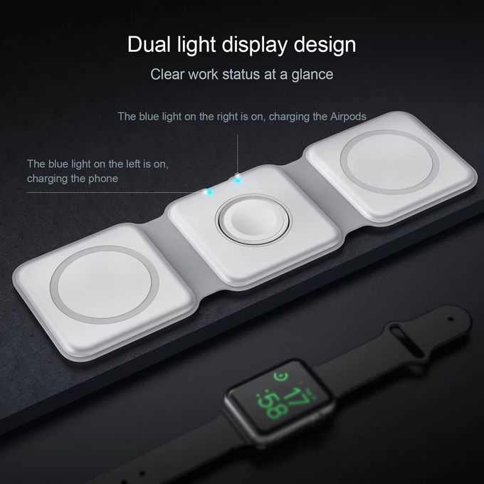 マグネティック 3 イン 1 折りたたみ可能な無線充電器 iPhone 12-15 15w 急速無線充電スタンド 携帯無線充電器 3