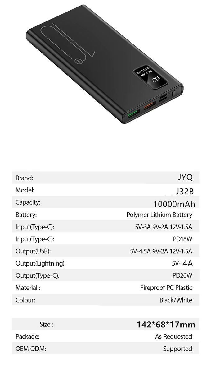 屋外ポータブル 10000mah パワーバンク LEDディスプレイ PD QC3.0 22.5W 急速充電 スリム パワーバンク 10000mAh iPhone 15用のUSB-C充電器 7