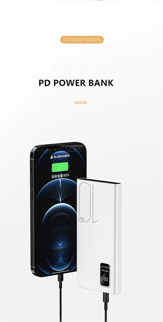 屋外ポータブル 10000mah パワーバンク LEDディスプレイ PD QC3.0 22.5W 急速充電 スリム パワーバンク 10000mAh iPhone 15用のUSB-C充電器 5